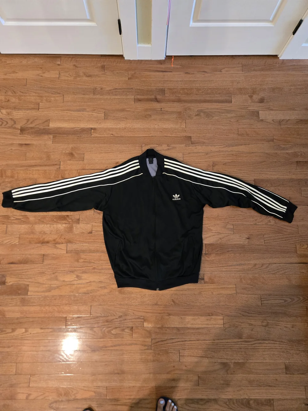 2002 Adidas Originals Track Jacket Men 2XL Black Trefoil 3 Stripe Y2K